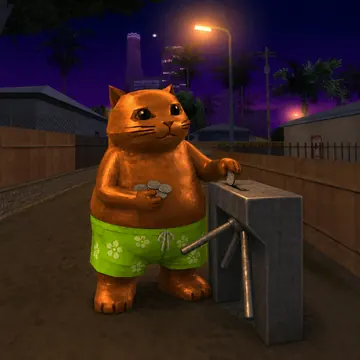 Penny paying a turnstile in coins